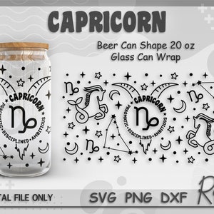 Capricorn Zodiac Sign Can Wrap Svg, Astrology Libbey Svg, Horoscope Wrap Svg, Constellations Svg, Full Wrap For 20oz Beer Can Shape Glass