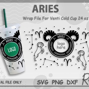 Aries Zodiac Sign Wrap Svg, Astrology Tumbler Wrap File, Horoscope Wrap Svg, Constellations Svg, Full Wrap For Sbux Venti Cold Cup 24 oz