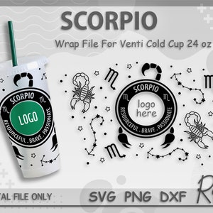 Scorpio Zodiac Sign Wrap Svg, Astrology Tumbler Wrap File, Horoscope Wrap Svg, Constellations Svg, Full Wrap For Sbux Venti Cold Cup 24 oz