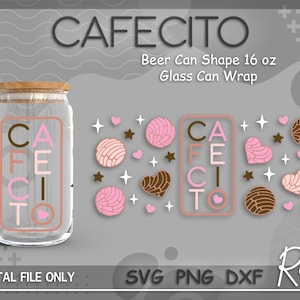 Cafecito Y Chisme Can Wrap Svg, Concha Pan Dulce Wrap File, Mexican Bread Libbey Can Wrap Svg, Full Wrap For 16oz Beer Can Shape Glass