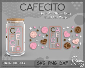 Cafecito Y Chisme Can Wrap Svg, Concha Pan Dulce Wrap File, Mexican Bread Libbey Can Wrap Svg, Full Wrap For 16oz Beer Can Shape Glass