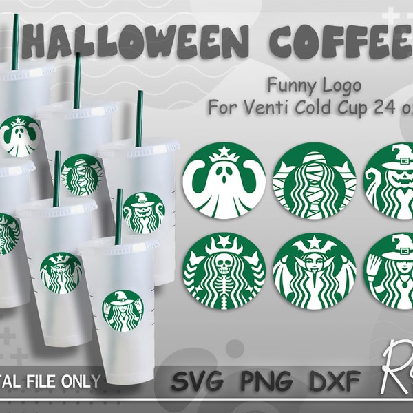 Halloween Coffee Logo Bundle Svg, Funny Mermaid Logo Cold Cup Tumbler Svg, Constellations Svg, Full Wrap For Sbux Venti Cold Cup 24 oz