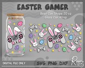 Easter Gamer Can Wrap Svg, Bunny Game Controller Wrap File, Happy Easter Libbey Can Wrap Svg, Full Wrap For 20oz Beer Can Shape Glass