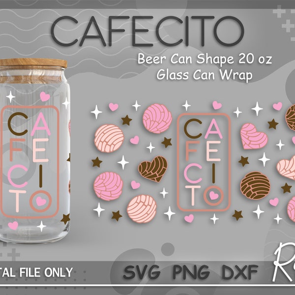 Cafecito Y Chisme Can Wrap Svg, Concha Pan Dulce Wrap File, Mexican Bread Libbey Can Wrap Svg, Full Wrap For 20oz Beer Can Shape Glass