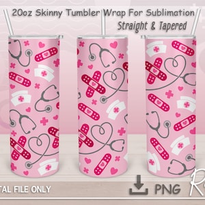 XOXO Nurse Valentine Sublimation Png, Nurse Life Png, Stethoscope Heart Png, Instant Download, SEAMLESS 20 oz Skinny Tumbler Sublimation