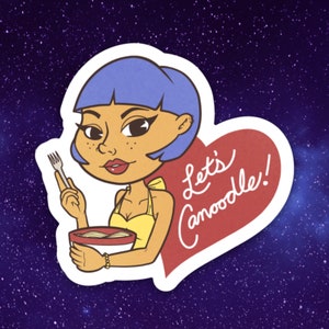 Cute Pasta Sticker  - pasta pun - Valentine‘s Day -   Noodle Sticker  - Foodie Sticker - Valentine Gift - Vinyl 2 in x 1.9 in
