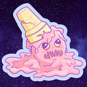 Eis Monster Aufkleber - Eistüte - gruselig niedlich - niedliches Monster - Candy Gore - Menhera - niedlicher Punk - Pastell Punk - Vinyl Sticker