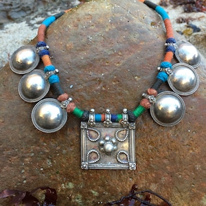 Unique Ethnic Tribal Necklace - Rajasthan India - Vintage Silver Handmade Jewelry - BoHo choker