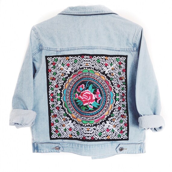 Denim jacket with embroidery on back Clearance