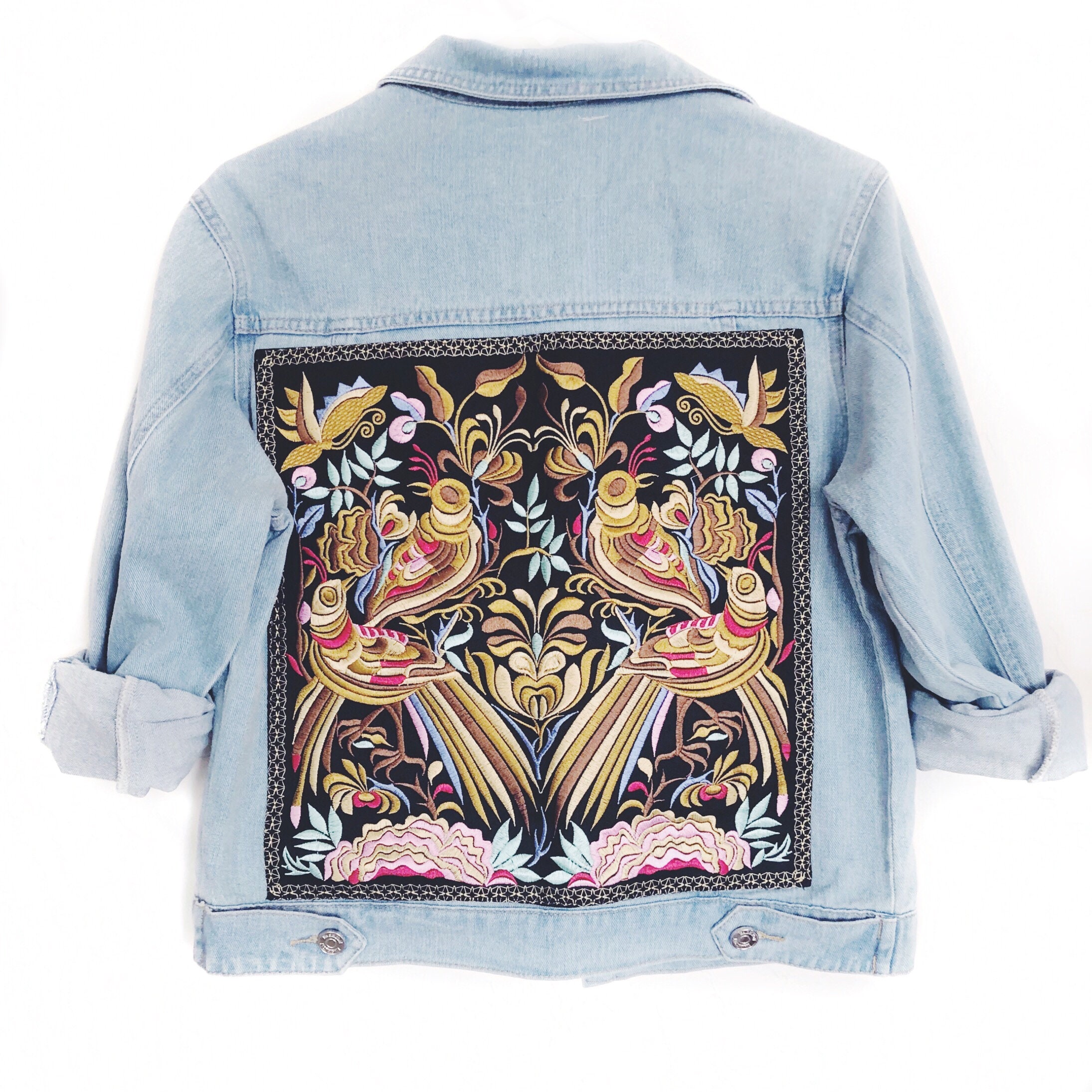 Embroidered Denim Jacket Vintage Style 