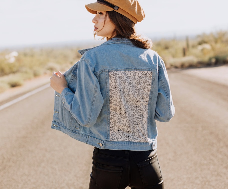embellished denim jacket boho