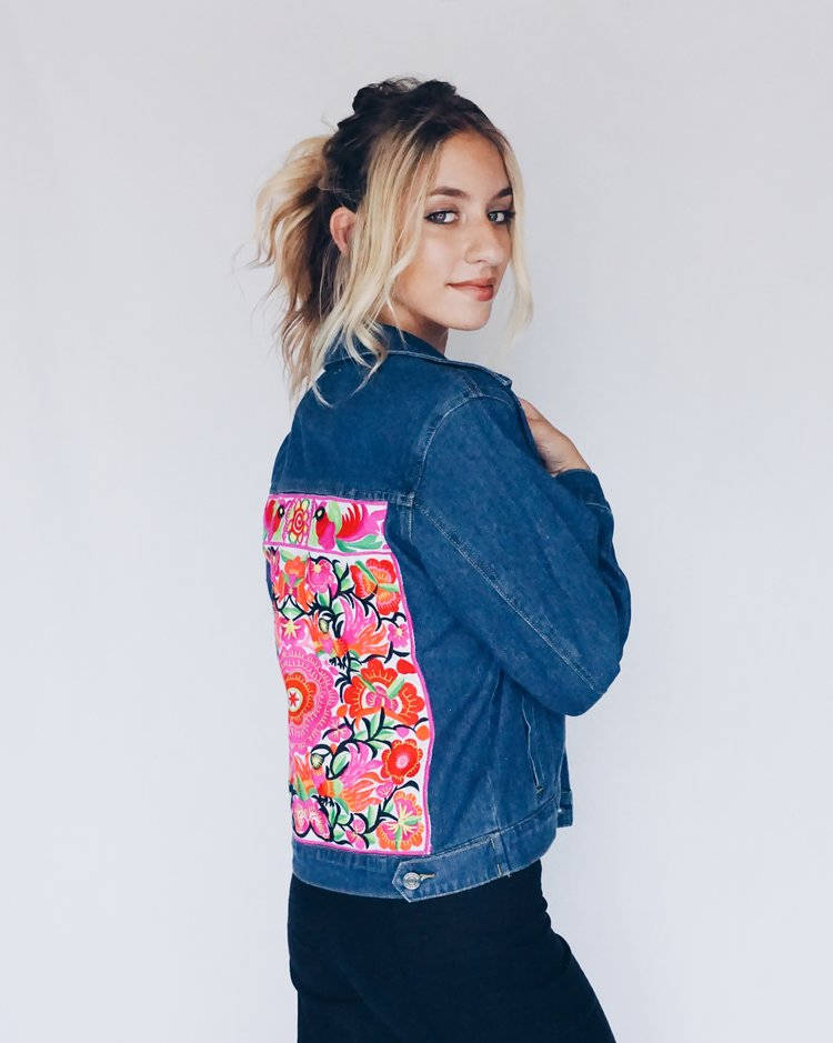 Embroidered Denim Jacket Vintage Style 