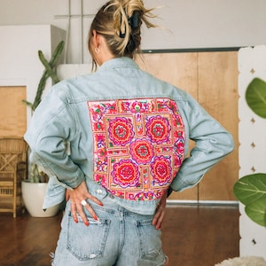 Embroidered denim jacket | Embellished jean jacket | Boho jean jacket | 70s style denim | Festival style | Boho denim jacket | Vintage style