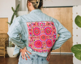 Embroidered denim jacket | Embellished jean jacket | Boho jean jacket | 70s style denim | Festival style | Boho denim jacket | Vintage style