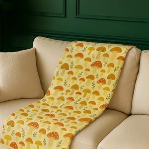 Personalized Cozy Mushroom Pattern Plush Blanket | Soft Throw for Home Decor,  Autumn Decor, Mushroom Lover, Gift, Baby Blanket