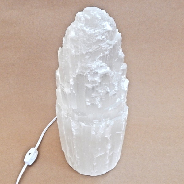 Selenite Tower Lamp Light