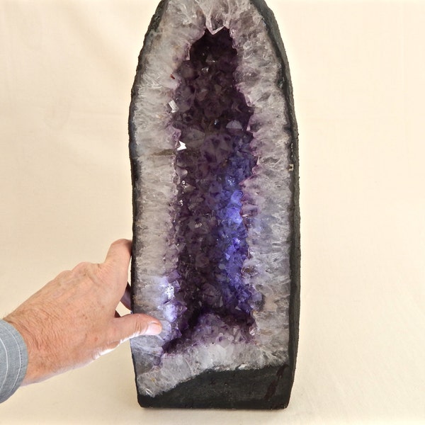 Large Amethyst Cathedral Geode Specimen, Amethyst Cave with Both Amethyst and Crystal Points