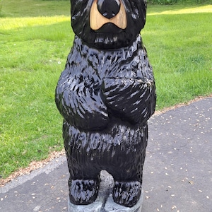 Original Chainsaw Carved BIG Black Bear Wood Carving, Bear Chainsaw Carving, Bear Sculpture, Bear Decoration Wooden Bear Statue Bear Carving