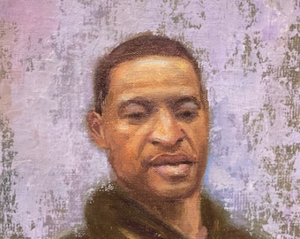 Retrato masculino africano Pintura al óleo original Retrato de hombre arte contemporáneo pintura pequeña, las vidas negras importan, hombre negro, pintura de hombre