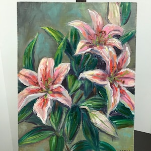 Lilies Flowers painting original oil painting Modern Wall Decoration Painting on Canvas Original Artwork Perfect Gift Idea