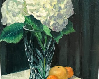 Hydrangea Flower paining , Original Oil Painting, Still Life art, home decor art, collectible, gift art, fruit art, floral art for sale