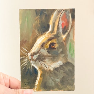 bunny painting, rabbit art, original oil painting, animal art, painting on canvas, small art, kids wall decor, art bunny wall, gift art sale