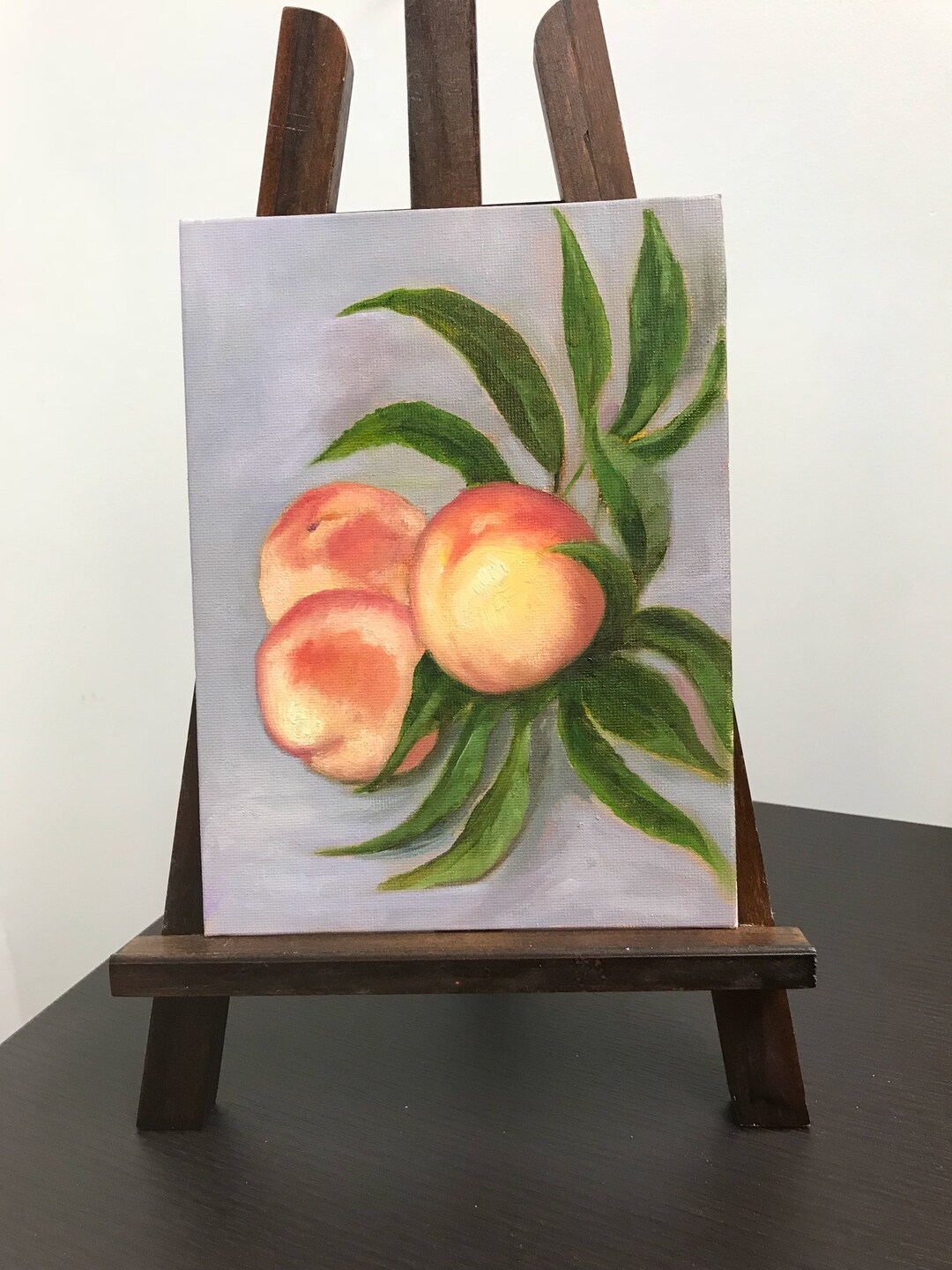 Peach Oil Painting Original Art Work, Still Life Modern Wall Decor