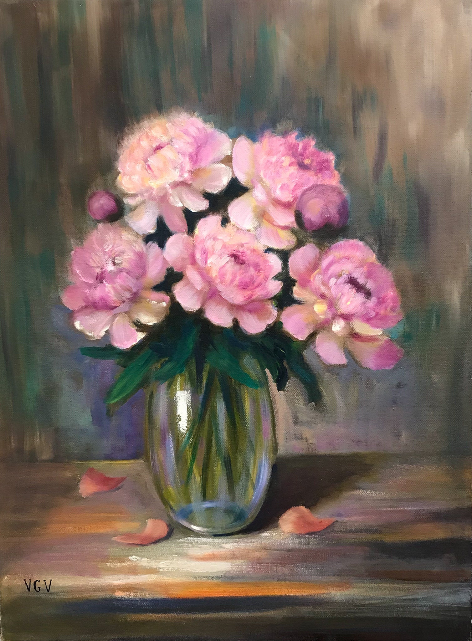 Pink Peonies Painting in Glass Vase Original Oil Painting Bouquet Bunch of  Flowers Still Life Wall Decoration Canvas Painting Gift Idea - Etsy, image size:1508x2048