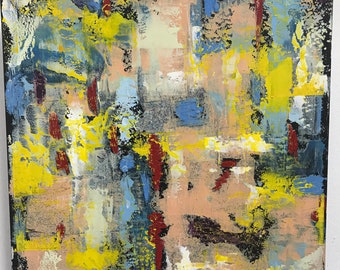 オリジナルの抽象的な黄色の絵画、現代アートの装飾、抽象芸術