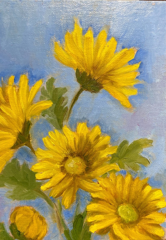 油絵 絵画【黄色花】 油絵 絵画【白と黄色花】 - メルカリ