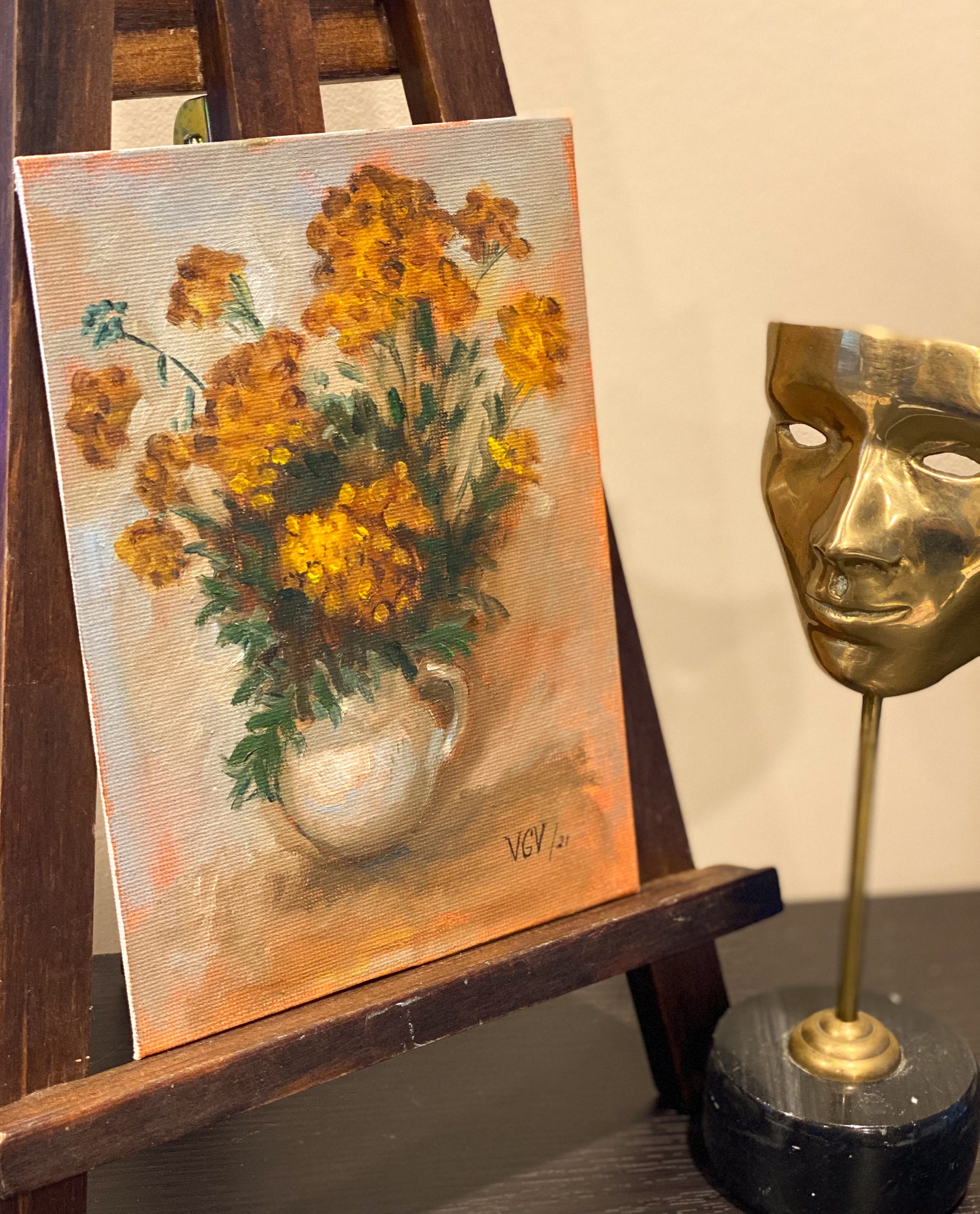 油彩画 花瓶の花 作品（油絵 花瓶の花 MA2874 油彩画）