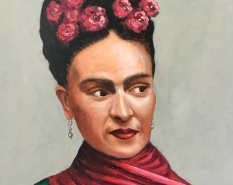 Frida Original Großes Ölgemälde, Portrait Gemälde, Portrait Frida, Frida Kunst, zeitgenössische Malerei Dekor, Geschenk Kunst