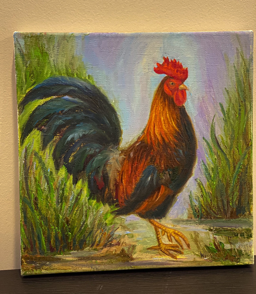 油絵pappa gallo Rooster Oil Painting Canvas, Original Oil Painting, Animal Art