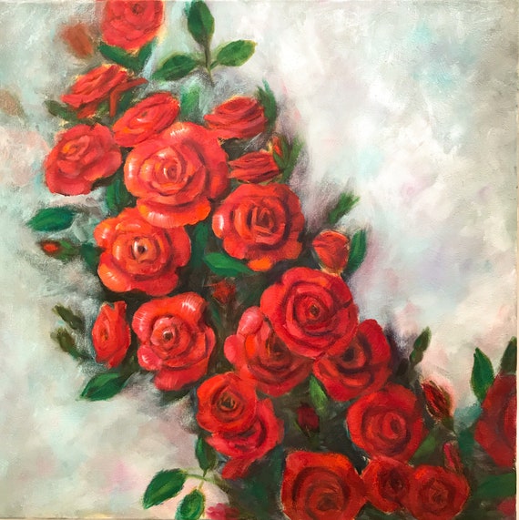 油絵 油彩 油彩画 絵画 絵 【Red rose】 楽天市場】山本彪一 「 薔薇 」 油絵 ・ 油彩画 F4 ( 4号