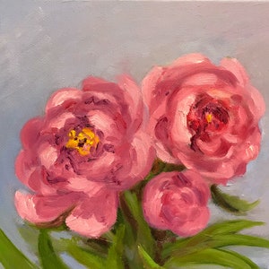 Peony Painting, Floral Oil Painting, Original Art on Canvas, Flowers Wall Art, Painting Flower Bloom, Pink Peonies, Birthday Gift for Her