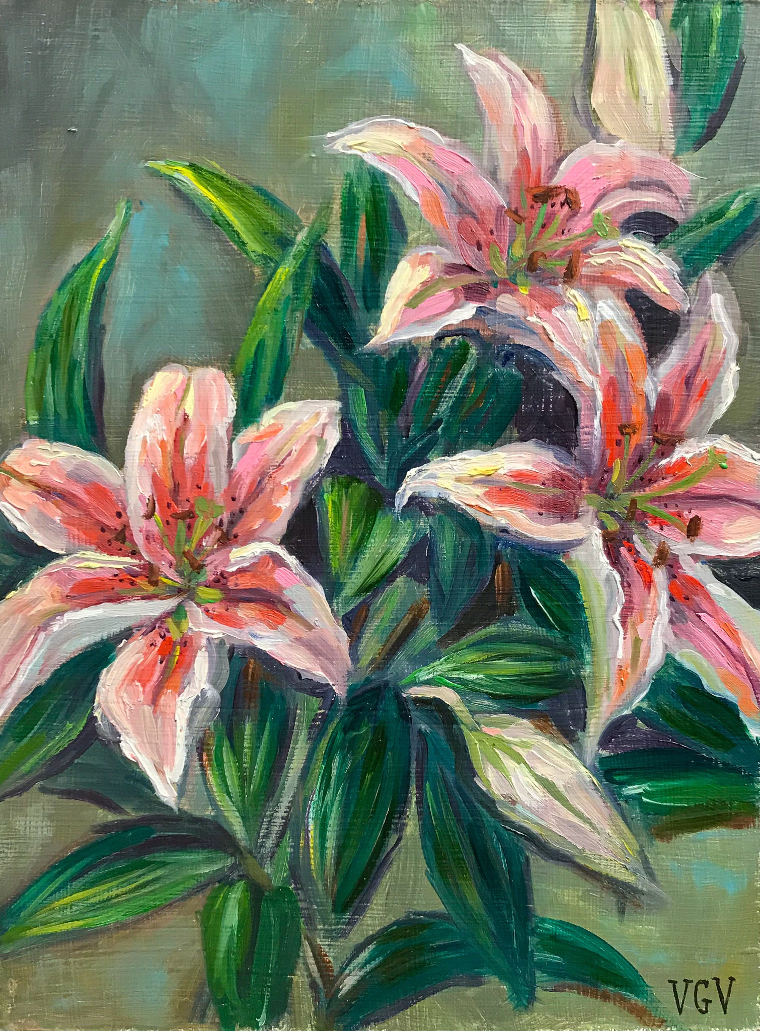 入荷なう キャンバスのイラストに白いユリの花の油絵 美しい植物 入荷なう キャンバスのイラストに白いユリの花の油絵 美しい植物