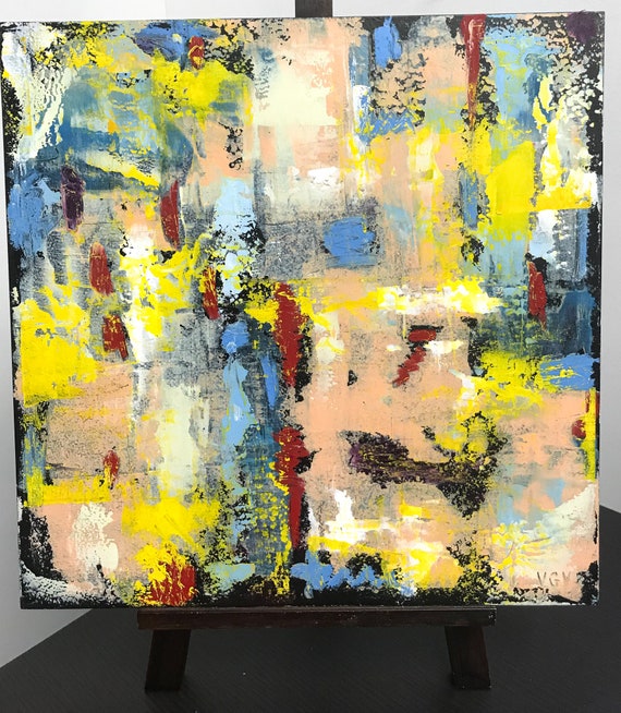 オリジナルの抽象的な黄色の絵画、現代アートの装飾、抽象芸術