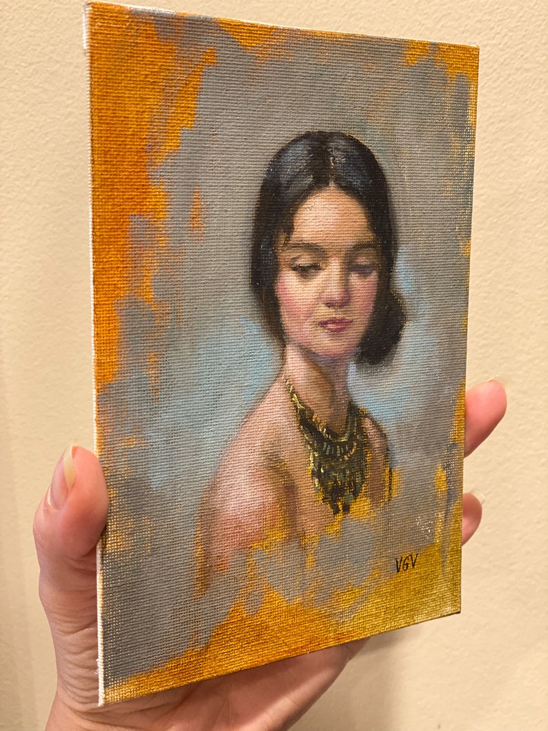 Woman Portrait Painting Original Oil Painting Small Painting 5x7 Young ...