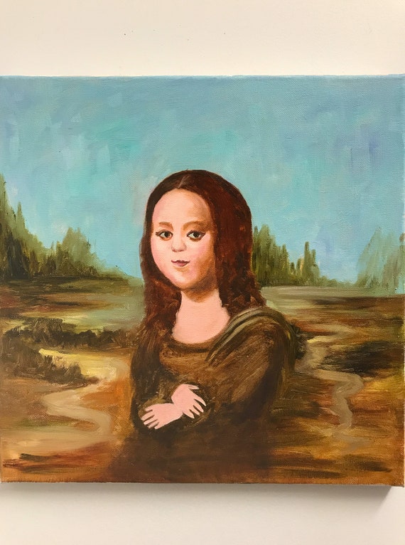 Mona Lisa Art Kid Oil Painting Cute Girl Cartoon Style - Etsy Mona Lisa Art Kid Oil Painting Cute Girl Cartoon Style - Etsy