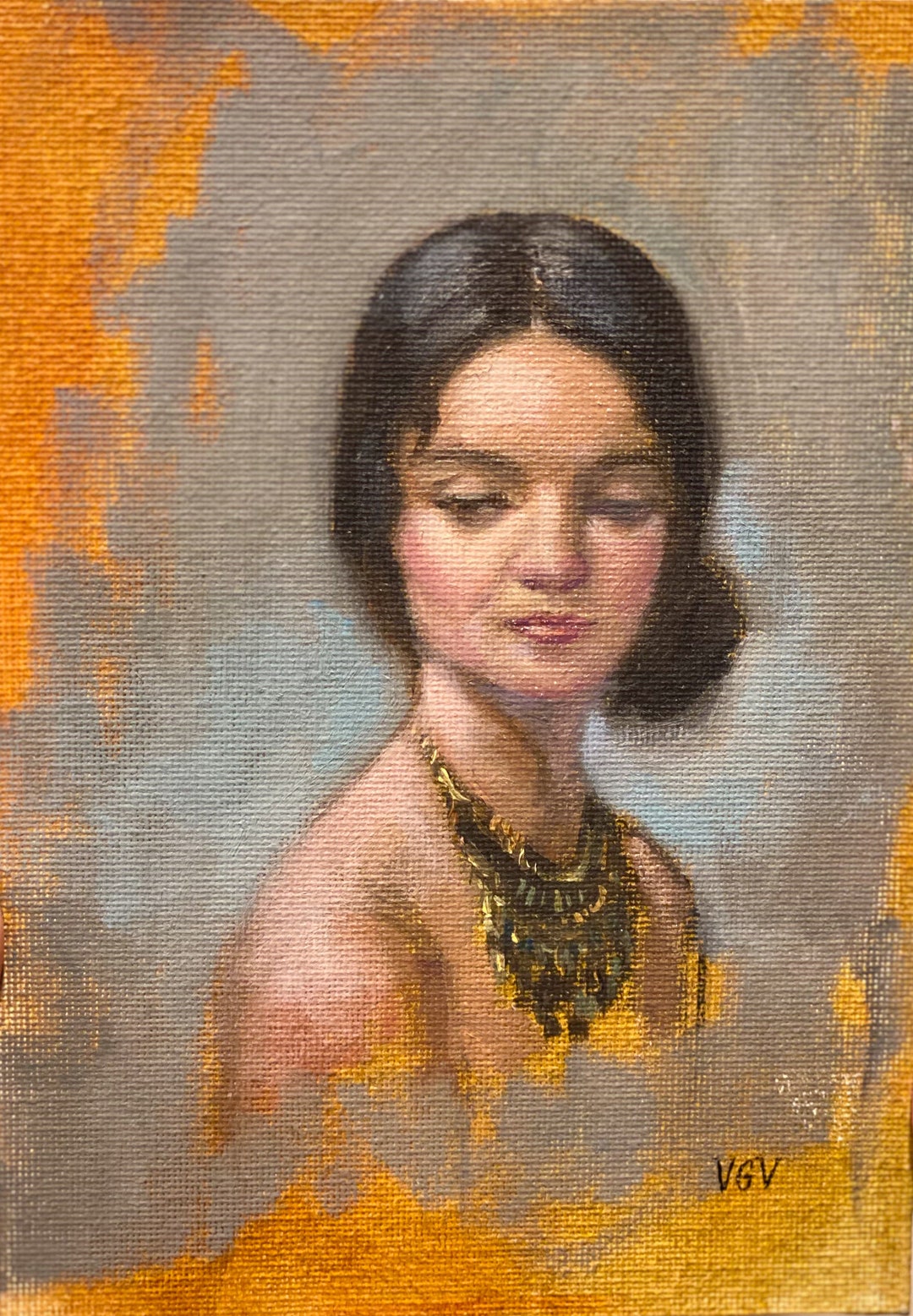 Woman Portrait Painting Original Oil Painting Small Painting 5x7 Young ...