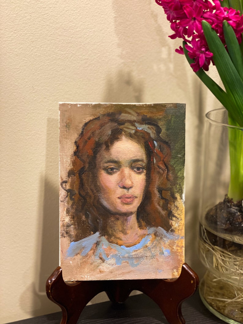 Woman Portrait Painting, Original Oil Painting, Small Painting 5x7 ...