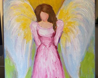 Angel girl painting, original oil painting, gift painting, kids painting, kids decor painting, painting on canvas, ART wall