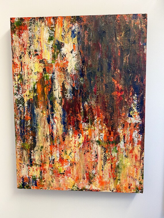 抽象的な感情の爆発、大きな抽象画、現代アート、カラフルな抽象画
