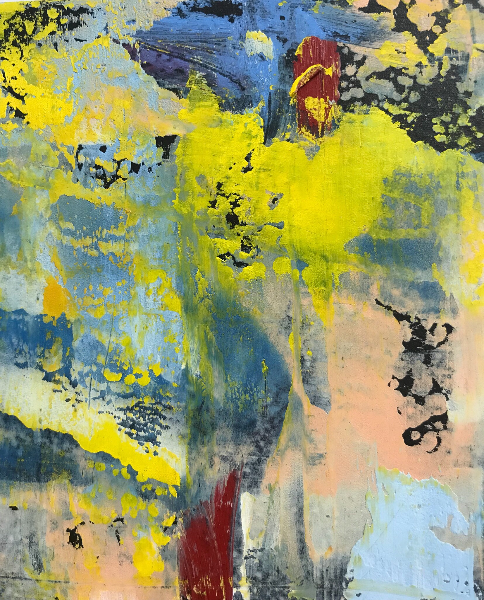 オリジナルの抽象的な黄色の絵画、現代アートの装飾、抽象芸術