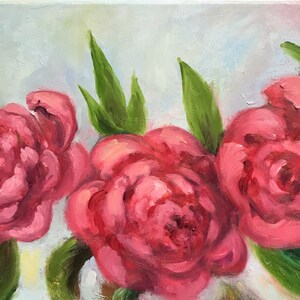 pink peonies, original oil painting, canvas painting, gift idea, pink flowers, abstract floral painting