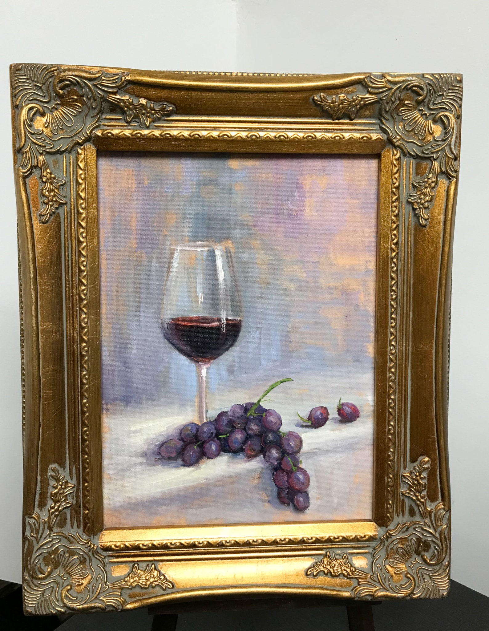 Wine Glass Art Original Oil Painting Wine Grape Painting Art Kitchen ...