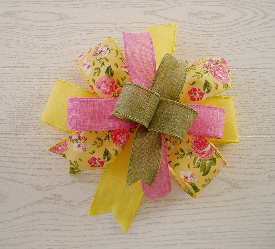 Floral Wreath Bow, Spring Flower Bow, Spring Lantern Bow, Summer Bow ...