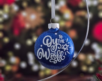 Oy to the World Hanukkah Ornament, Happy Hanukkah
