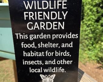 Wildlife Friendly Garden Sign | Native Garden Marker | Pollinator Habitat Sign | Engraved Aluminum Garden Sign | Outdoor Garden Sign