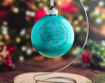 Side By Side, Miles Apart Glass Ornament -turquoise and silver